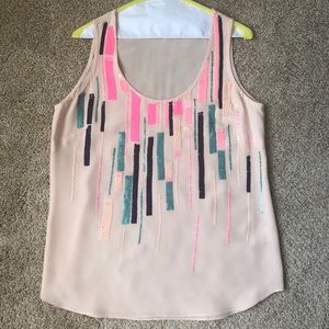Pink Silk Sequin Shoshanna Tank Top (M)